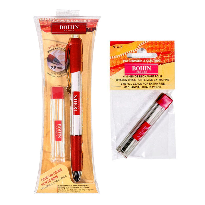 Bohin Mechanical Chalk Pencil - Extra Fine - White 91473 - 123Stitch