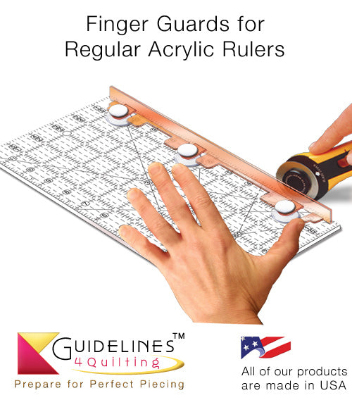 Guidelines4quilting Quilt Ruler Seam Allowance Additions w/Finger Guards-12 Long