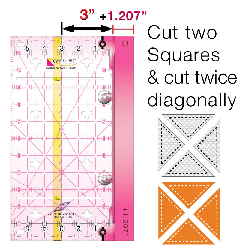 Quilting kit with 3 Guideline Rulers (8 items included)